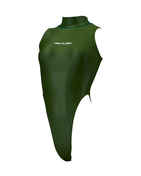 Hi neck high leg Swimsuit （K-0303 KW）（2X， Kelp Gloss）